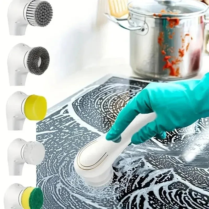 Homefish Five in One Multifunctional Electric Cleaning Brush for Bathroom Washing and Kitchen Cleaning Tools