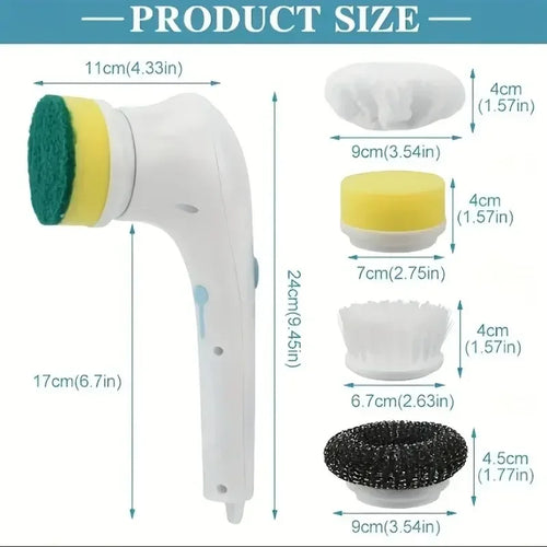 Homefish Five in One Multifunctional Electric Cleaning Brush for Bathroom Washing and Kitchen Cleaning Tools